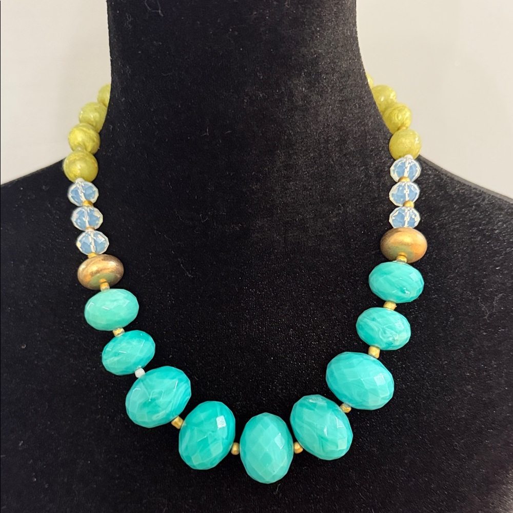 LYDELL N.Y.C Turquoise and Gold Beaded Necklace